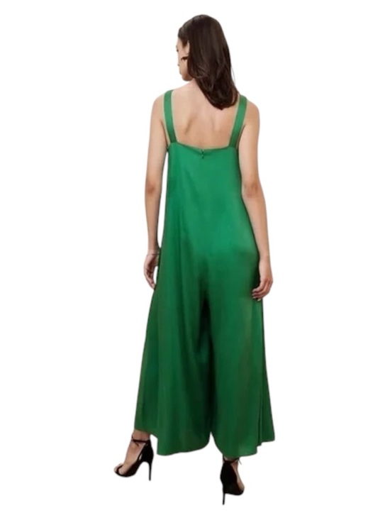 SILKY TWILL WIDE-LEG JUMPSUIT banana republic nwt Green Wide-Leg Satin Jumpsuit - Picture 2 of 5